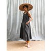 Maxi šaty - přírodní černá - Bavlna
