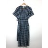 Wrapdress cot 1 natural dye light indigo & iron black check