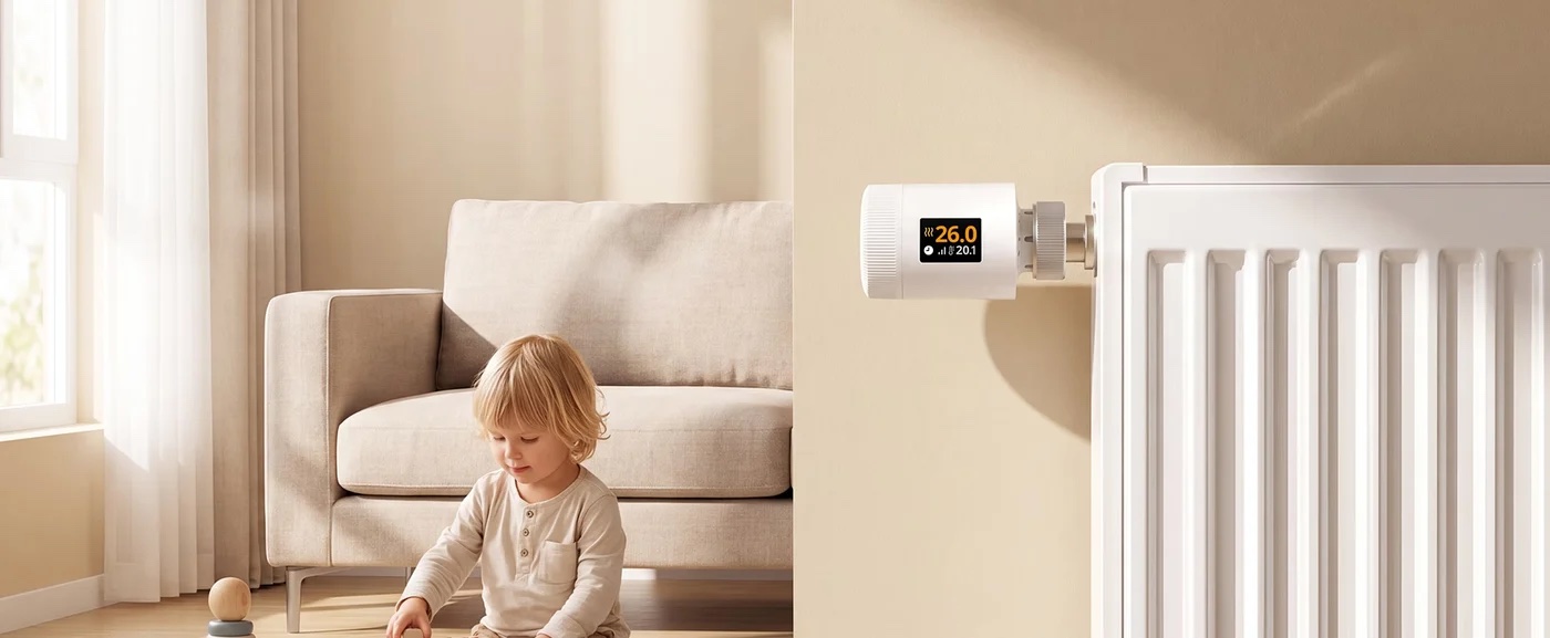 Sonoff TRV-ZBT Gen2 Zigbee thermostatic radiator valve mounted on a radiator