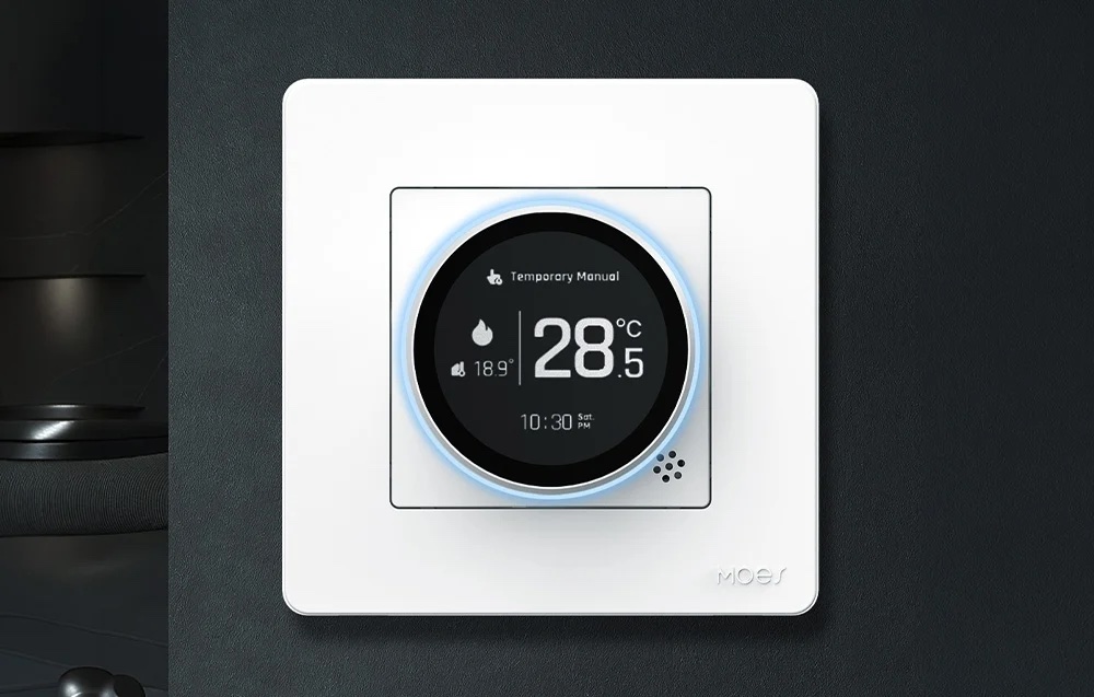MOES ZHT-SR-GB Zigbee thermostat for electric underfloor heating, white