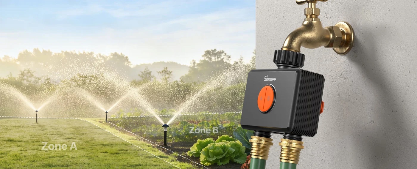Sonoff Hydro DUO dvojzónový Zigbee zavlažovací ventil na záhradu