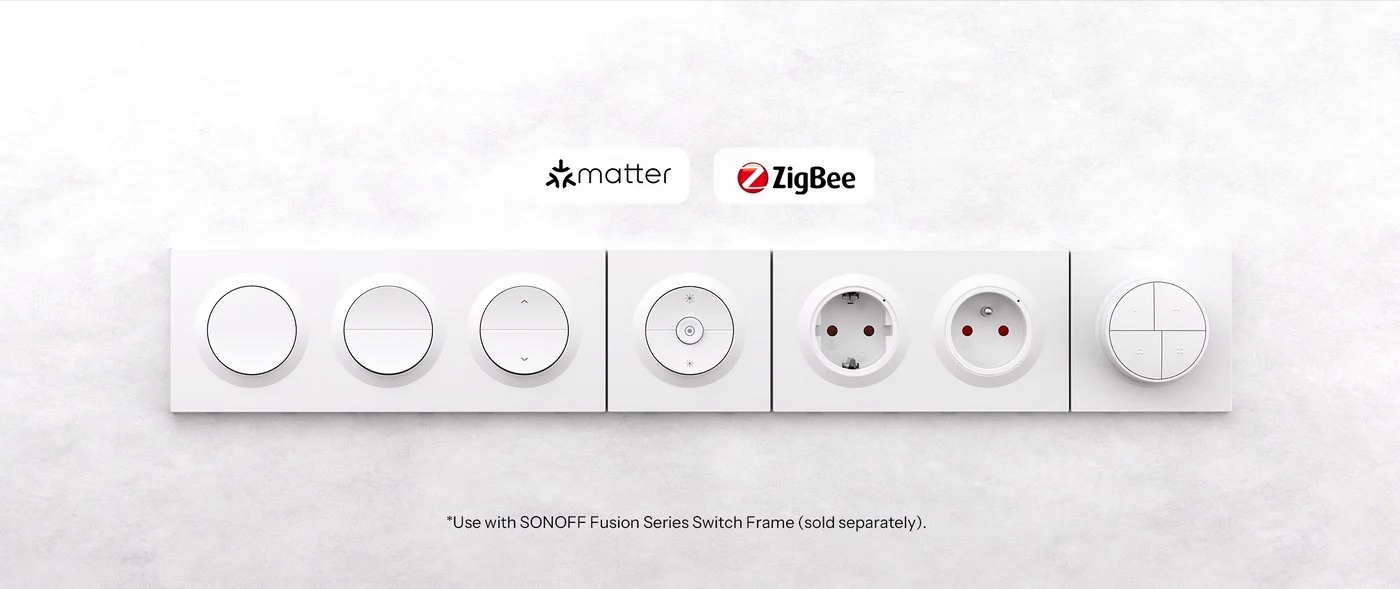 Sonoff Fusion séria: smart vypínače a inteligentné zásuvky do steny v spoločnom rámiku