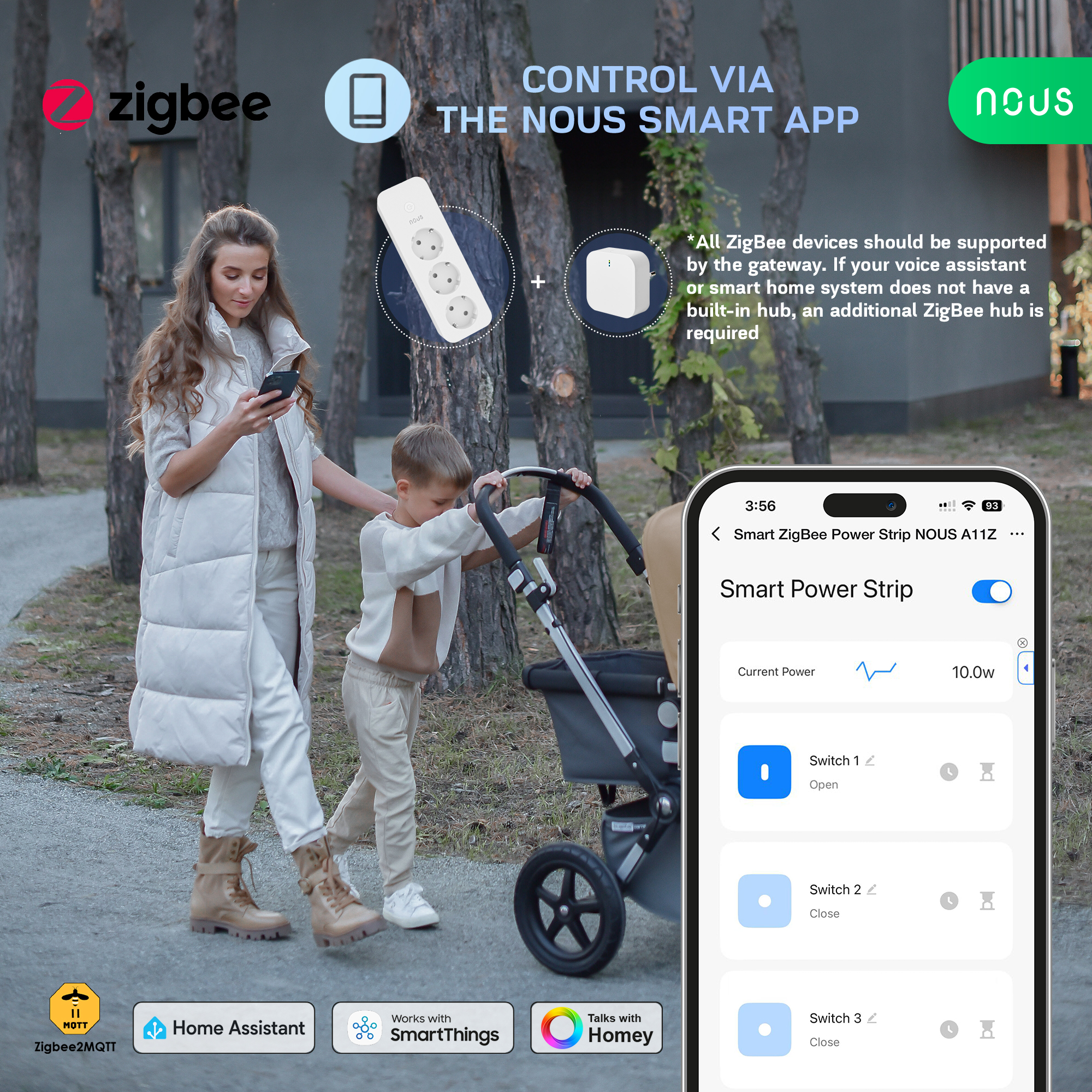Ovládanie inteligentnej predlžovačky Nous A11Z v aplikácii NOUS Smart