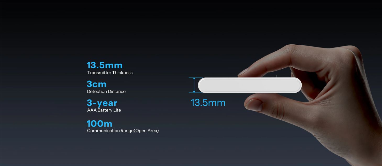Zigbee door sensor Sonoff SNZB-04PR2 with 13.5 mm thickness and 3-year battery life