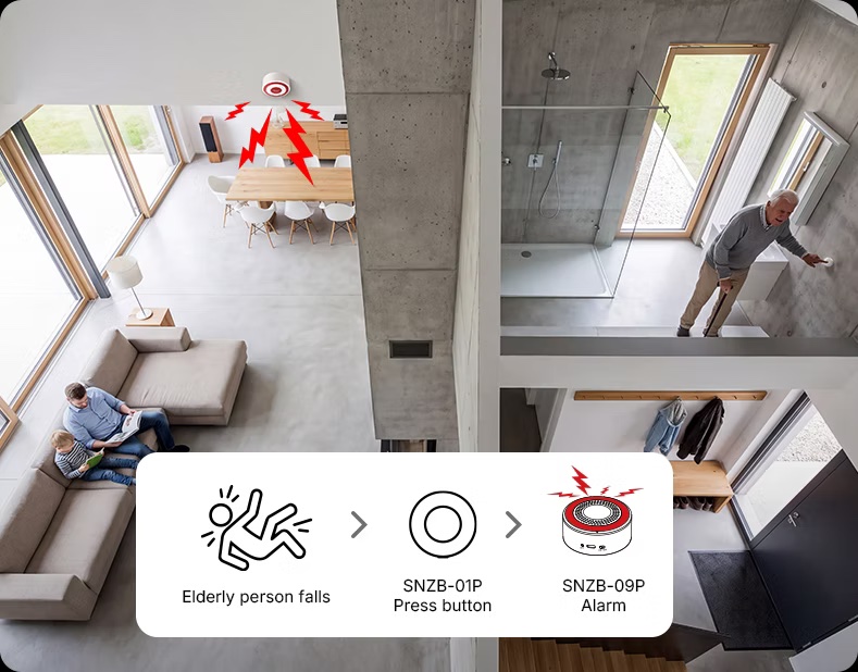 Zigbee siréna Sonoff SNZB-09P spustí hlasný alarm 