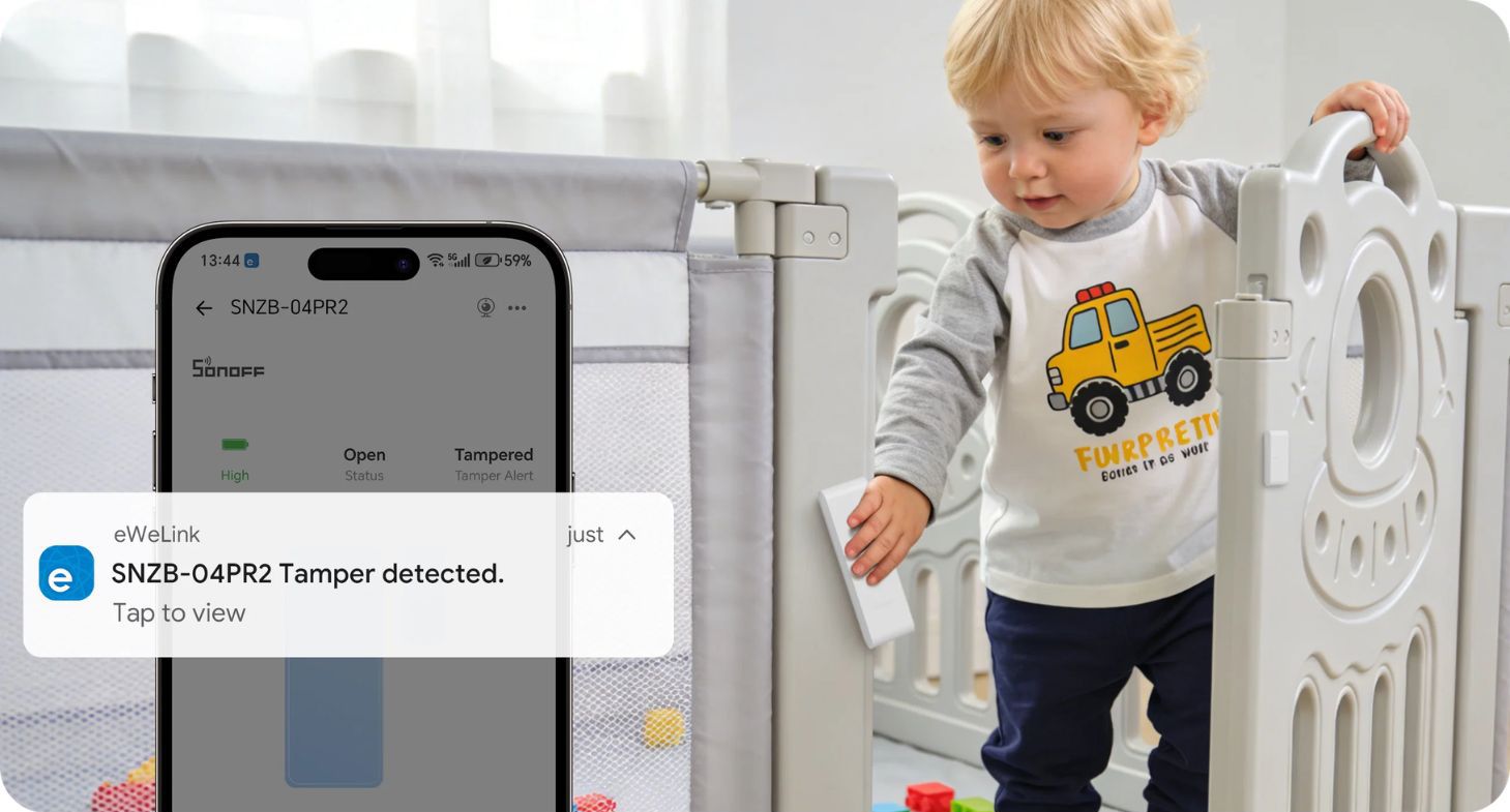 Tamper notification of Sonoff SNZB-04PR2 door sensor in eWeLink app