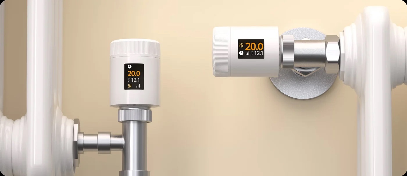 Rotating display of the Sonoff TRV-ZBT Gen2 for mounting the radiator valve in any direction