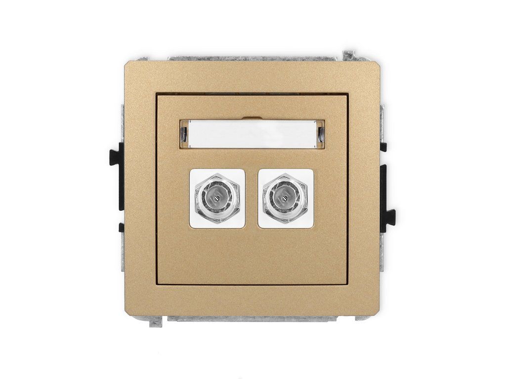Double antenna F type socket (SAT) mechanism