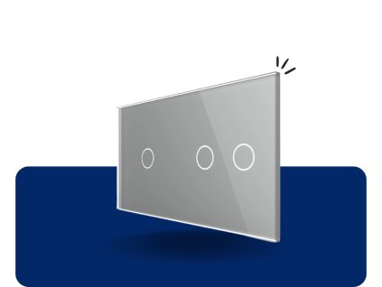 LIVOLO 1C 2C 15 sklenený 2 rámik strieborný VL C7 C1C2 15