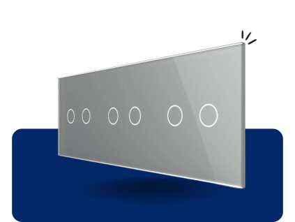 LIVOLO 2C 2C 2C 15 sklenený 3 rámik strieborný VL C7 C2C2C2 15