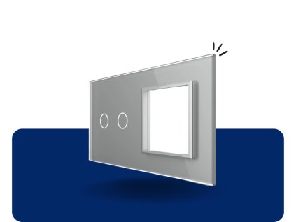 LIVOLO 2C SR 15 sklenený 2 rámik strieborný VL C7 C2SR 15