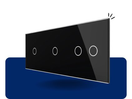 LIVOLO 1C 1C 2C 12 sklenený 3 rámik čierny VL C7 C1C1C2 12