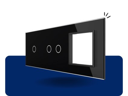 LIVOLO 1C 2C SR 12 sklenený 3 rámik čierny VL C7 C1C2SR 12