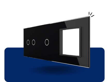 LIVOLO 2C 1C SR 12 sklenený 3 rámik čierny VL C7 C2C1SR 12