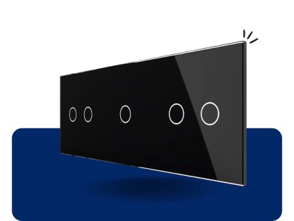 LIVOLO 2C 1C 2C 12 sklenený 3 rámik čierny VL C7 C2C1C2 12