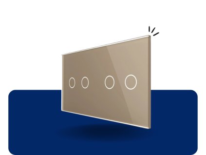 LIVOLO 2C 2C 13 sklenený 2 rámik zlatý VL C7 C2C2 13