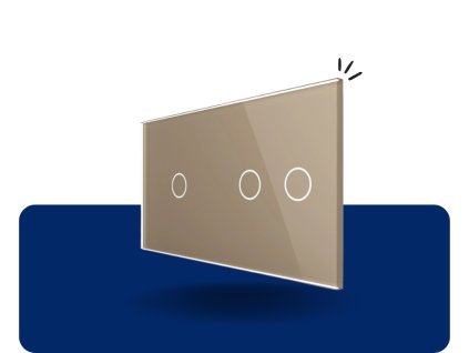 LIVOLO 2C 1C 13 sklenený 2 rámik zlatý VL C7 C1C2 13