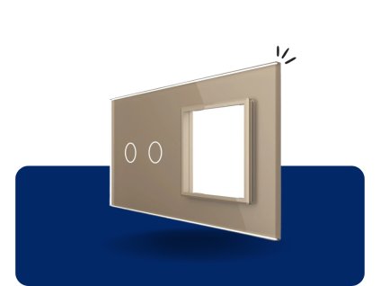 LIVOLO 2C SR 13 sklenený 2 rámik zlatý VL C7 C2SR 13