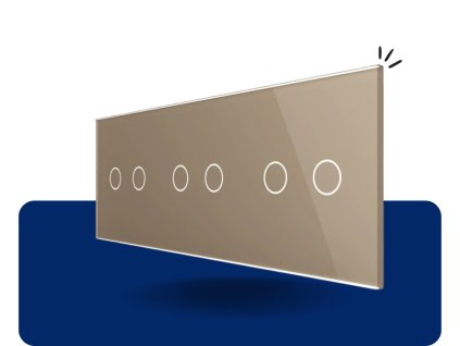 LIVOLO 2C 2C 2C 13 sklenený 3 rámik zlatý VL C7 C2C2C2 13