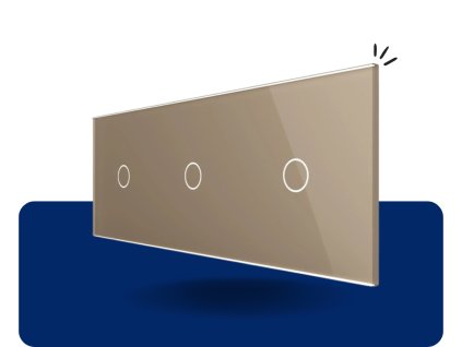 LIVOLO VL C7 C1C1C1 13 sklenený 3 rámik zlatý VL C7 C1C1C1 13