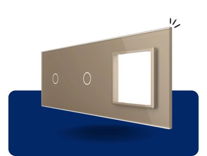 LIVOLO 1C 1C SR 13 sklenený 3 rámik zlatý VL C7 C1C1SR 13