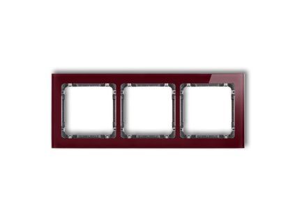 3-gang universal frame - glass effect (frame: claret; rear: graphite)