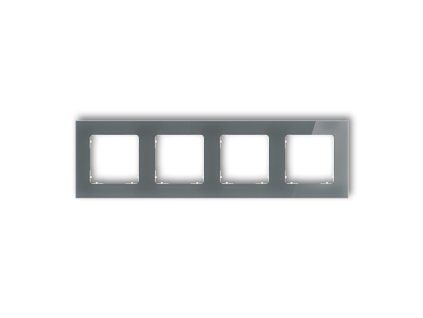 4-gang square universal frame - glass effect (frame: graphite; rear: white)