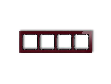 4-gang universal frame - glass effect (frame: claret; rear: black)