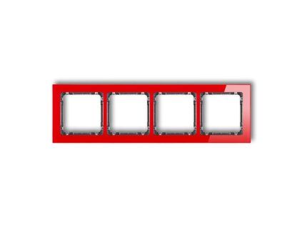 4-gang universal frame - glass effect (frame: red; rear: graphite)