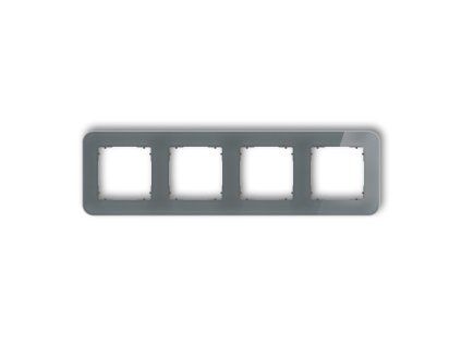 4-gang universal frame with rounded edges - glass effect (frame: graphite; rear: graphite matt)