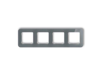 4-gang universal frame with rounded edges - glass effect (frame: graphite; rear: white)