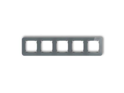 5-gang universal frame with rounded edges - glass effect (frame: graphite; rear: black)