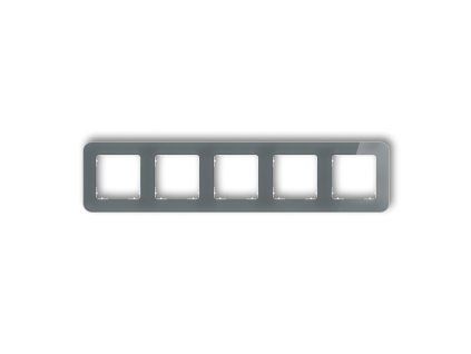 5-gang universal frame with rounded edges - glass effect (frame: graphite; rear: white)