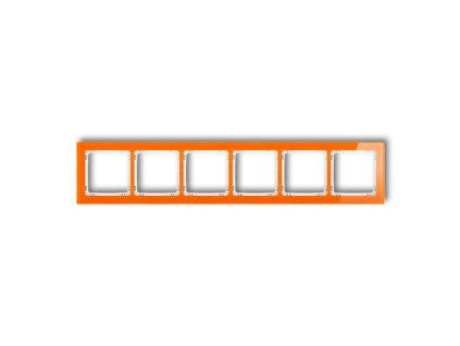 6-gang universal frame - glass effect (frame: orange; rear: white)