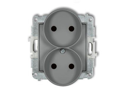 Double socket to a frame without the 2x2P earth mechanism (with increased contact protection/shutter)