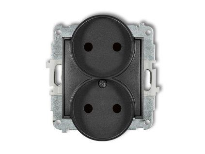 Double socket to a frame without the 2x2P earth mechanism (with increased contact protection/shutter)