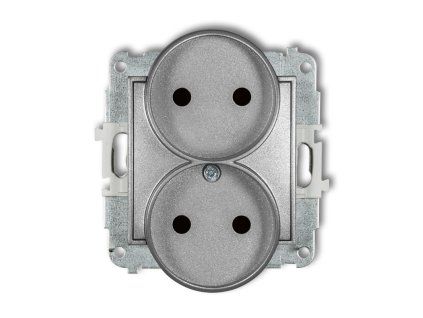 Double socket to a frame without the 2x2P earth mechanism (with increased contact protection/shutter)