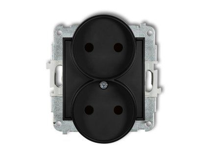 Double socket to a frame without the 2x2P earth mechanism (with increased contact protection/shutter)