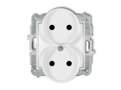 Double socket to a frame without the 2x2P earth mechanism (with increased contact protection/shutter)