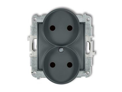 Double socket to a frame without the 2x2P earth mechanism (with increased contact protection/shutter)