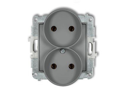 Double socket to a frame without the 2x2P earth mechanism (without increased contact protection/shutter)