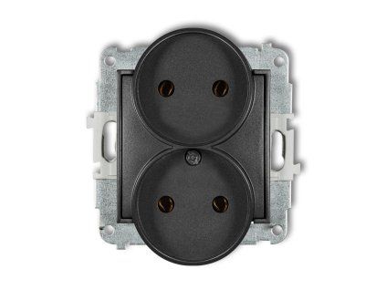 Double socket to a frame without the 2x2P earth mechanism (without increased contact protection/shutter)