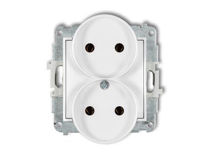 Double socket to a frame without the 2x2P earth mechanism (without increased contact protection/shutter)
