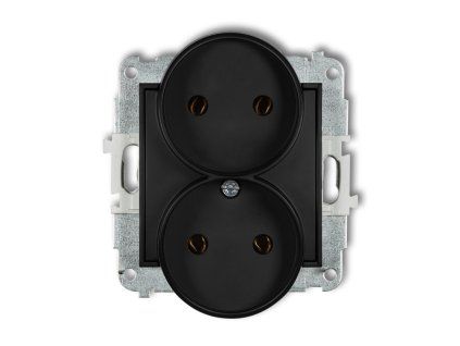 Double socket to a frame without the 2x2P earth mechanism (without increased contact protection/shutter)