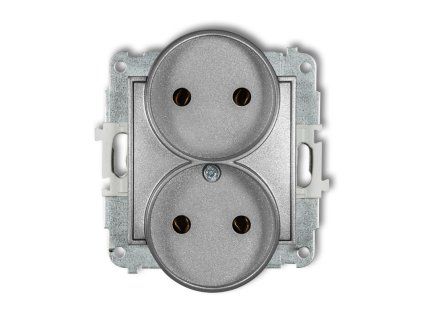 Double socket to a frame without the 2x2P earth mechanism (without increased contact protection/shutter)