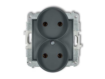 Double socket to a frame without the 2x2P earth mechanism (without increased contact protection/shutter)