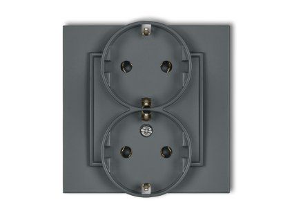 Double socket with the 2x(2P+Z) earth SCHUKO (without increased contact protection/shutter)