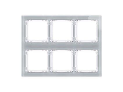 Modular glass effect frame 6 bays (3 horizontal, 2 vertical; frame: grey, rear: white)
