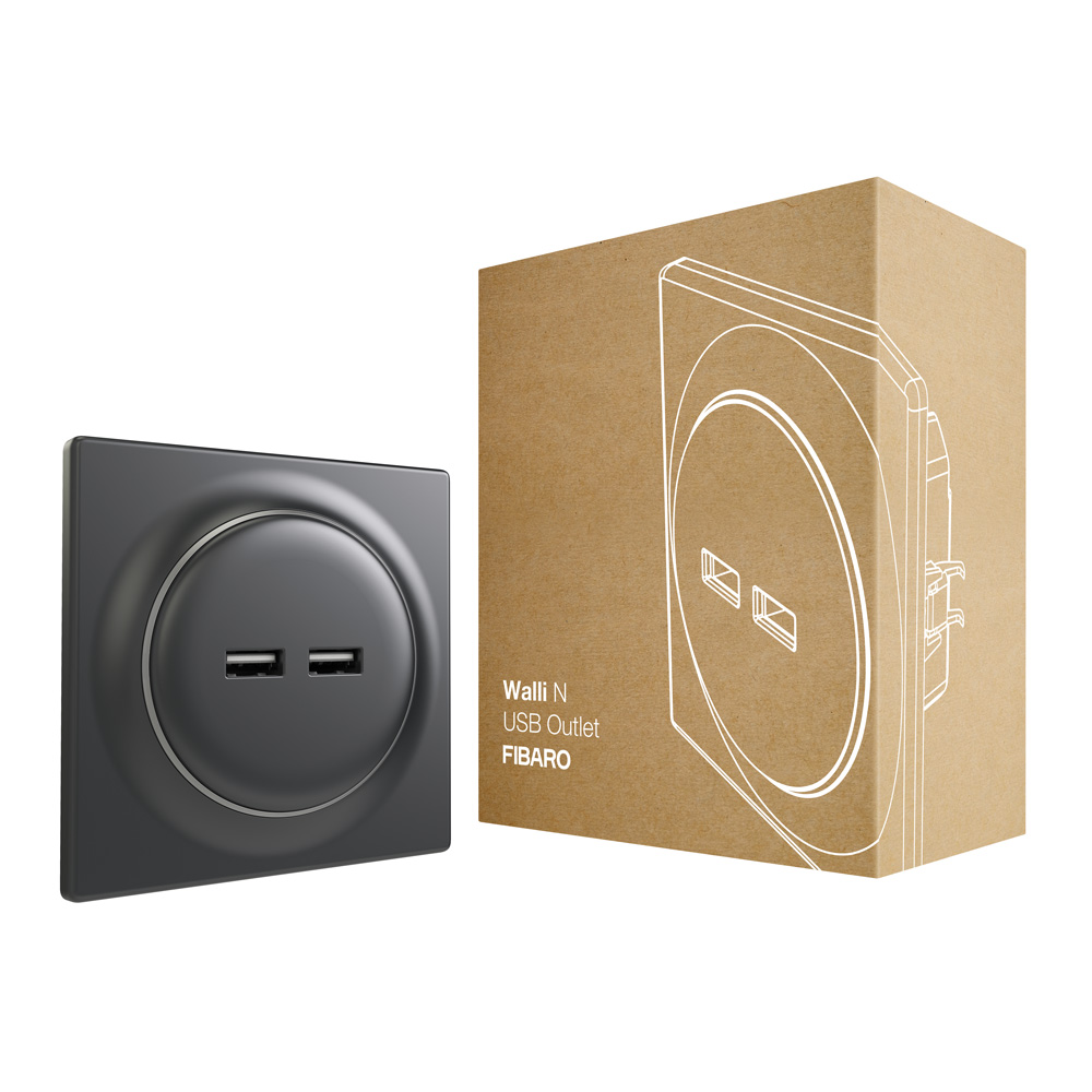 Walli USB zásuvka FIBARO - Antracyt