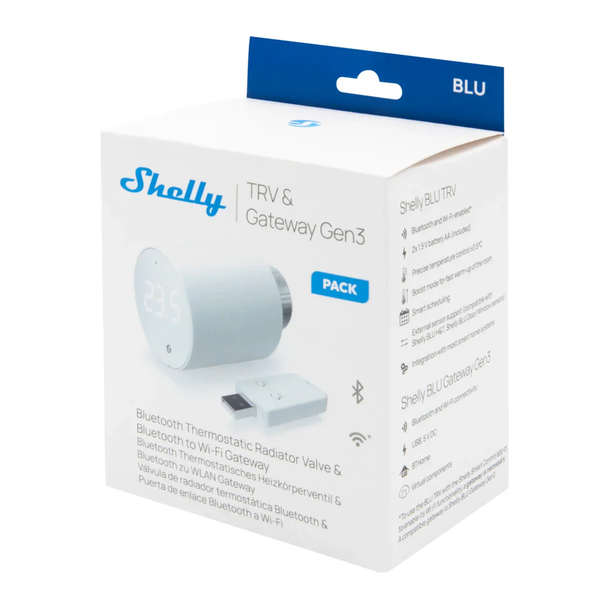 Shelly TRV +Gateway Gen3 -Shelly radiátorová hlavica + bluetooth brána